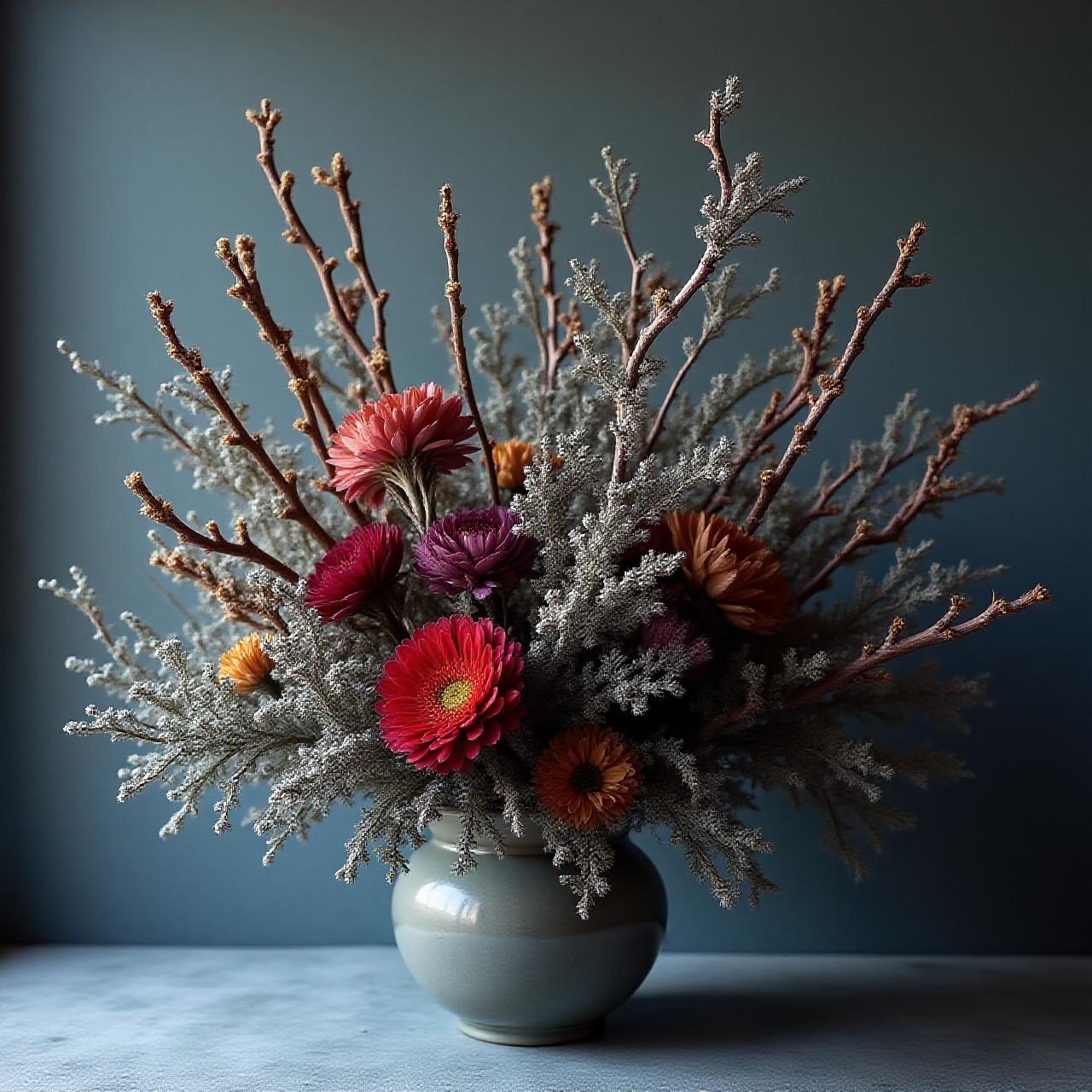 Composizione floreale in stile tundra artica