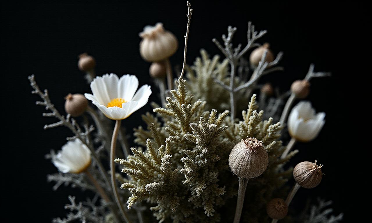 Composizione floreale artigianale in stile tundra